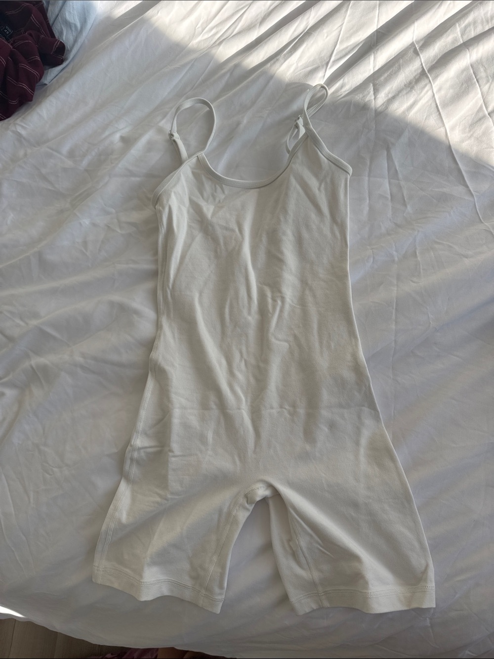 Aritzia White Seamless Cotton-Blend Slip Romper